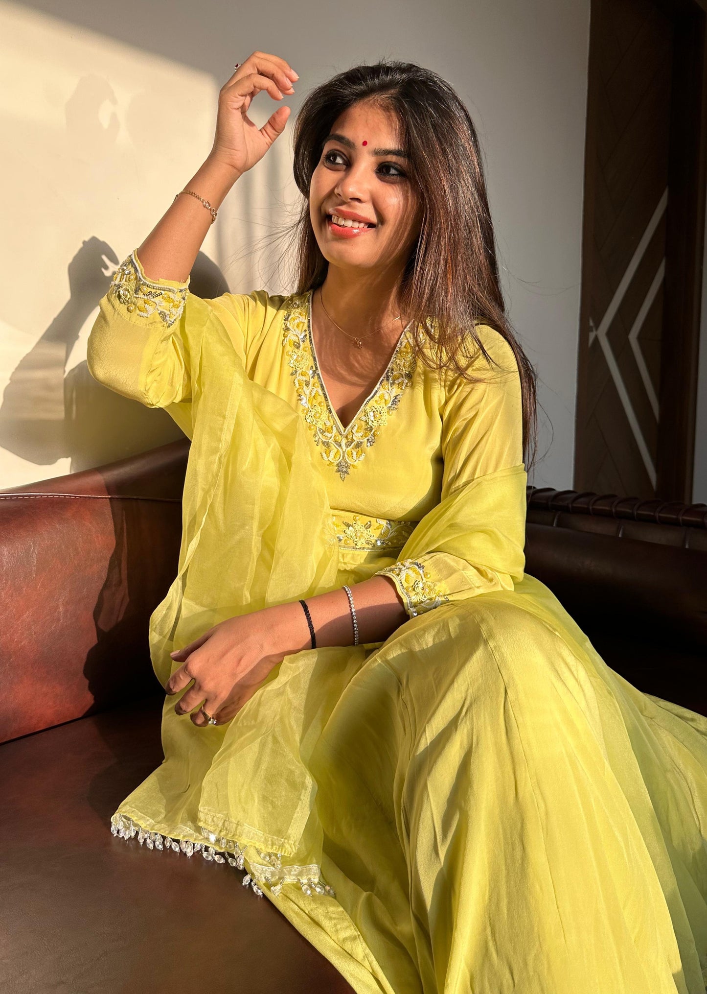 Lemon Green Anakali Suit Set