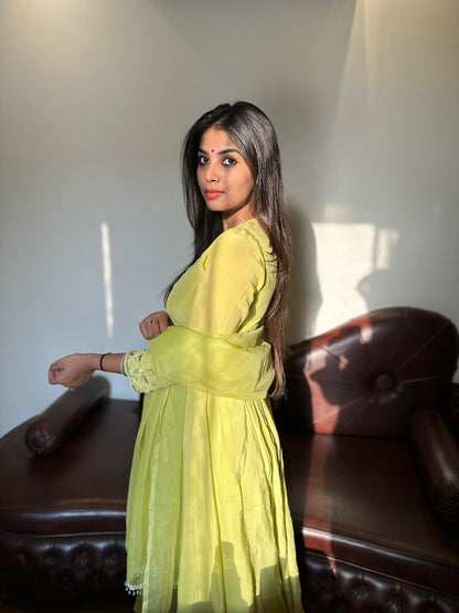 Lemon Green Anakali Suit Set