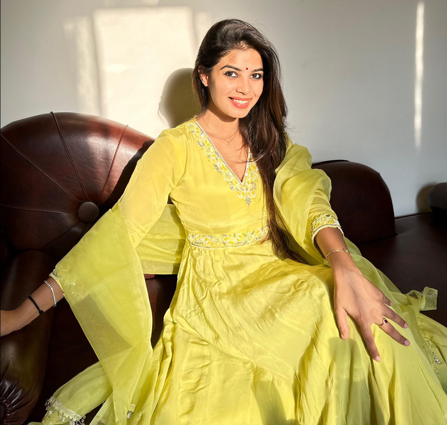 Lemon Green Anakali Suit Set